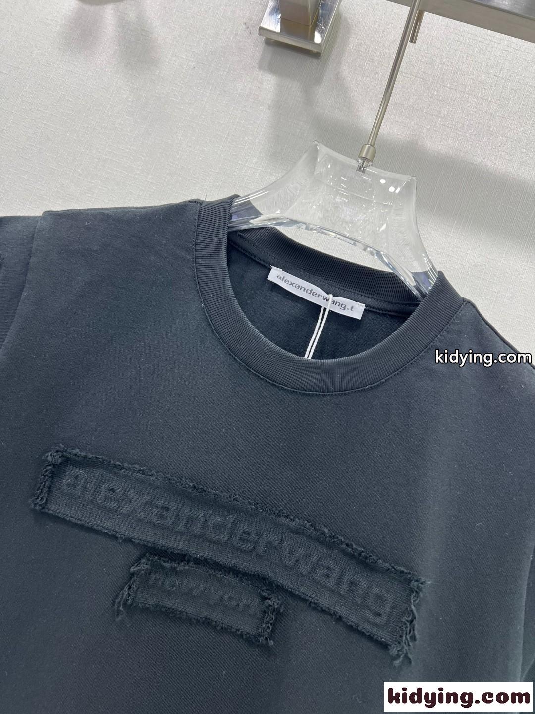 カジュアル 合わせやすい コットン 半袖Tシャツ アレキサンダーワング Tシャツ コピー ブラック-2