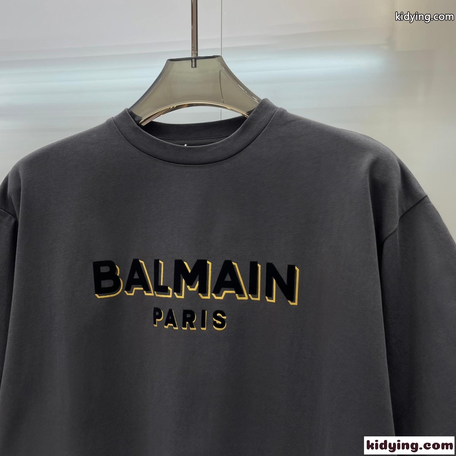 カジュアル ロゴプリント クロップドTシャツ バルマン Tシャツ コピー 半袖 トップス-2
