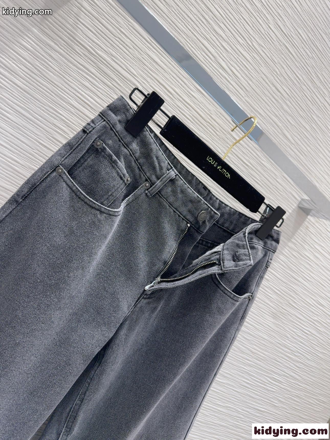 ウォッシュデニムワイドレッグジーンズ ルイヴィトン パンツ コピー デニムパンツ-3