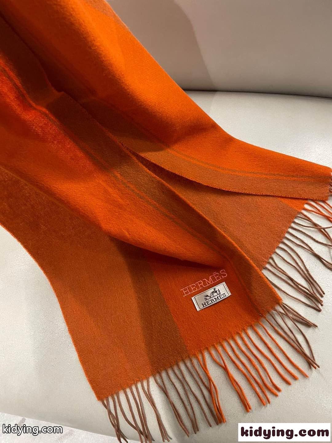 エルメス スカーフ コピー シンプル 上品 カシミヤ マフラー オレンジ-2