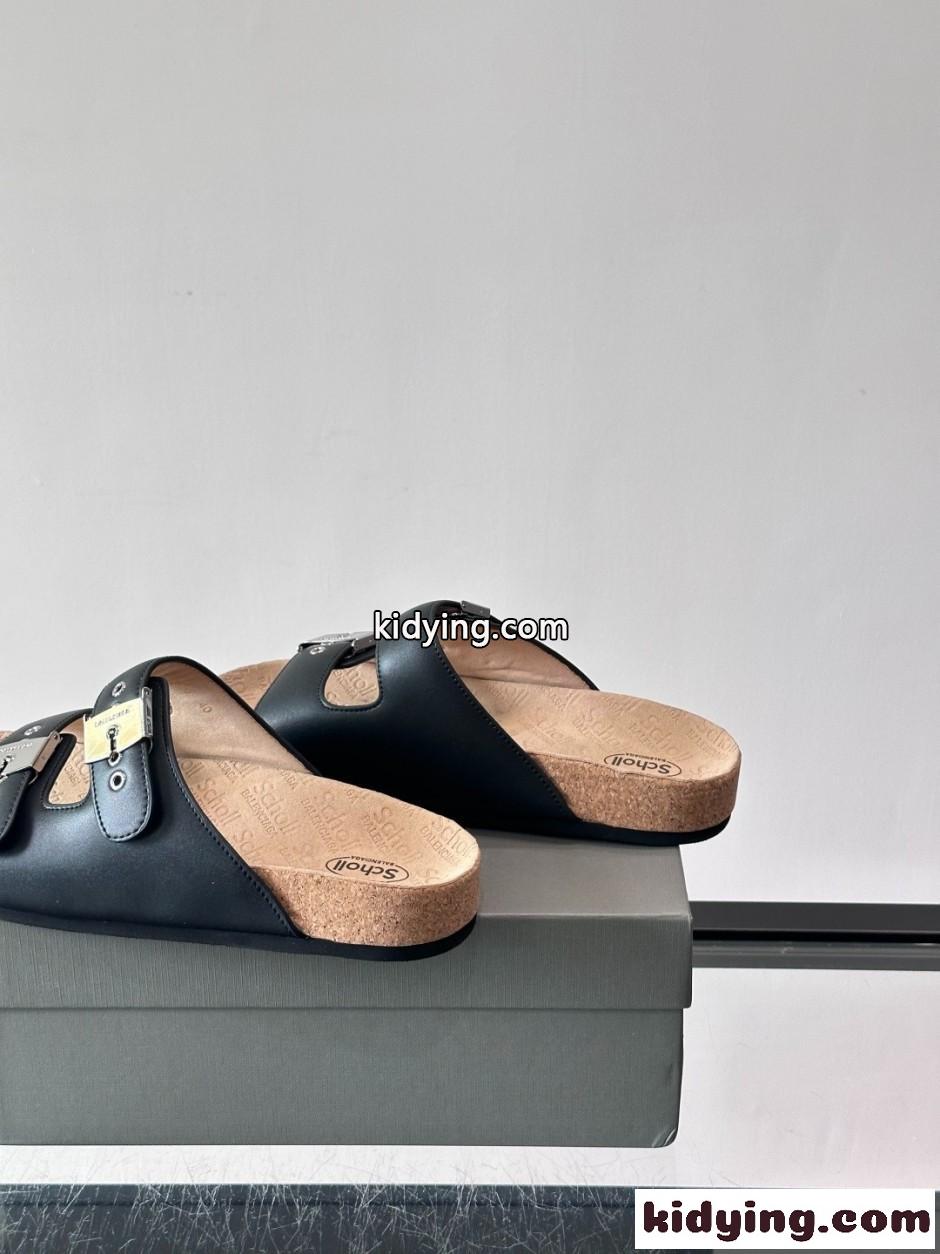 BALENCIAGA × Scholl スライドサンダル バレンシアガ サンダル コピー ブラック-2