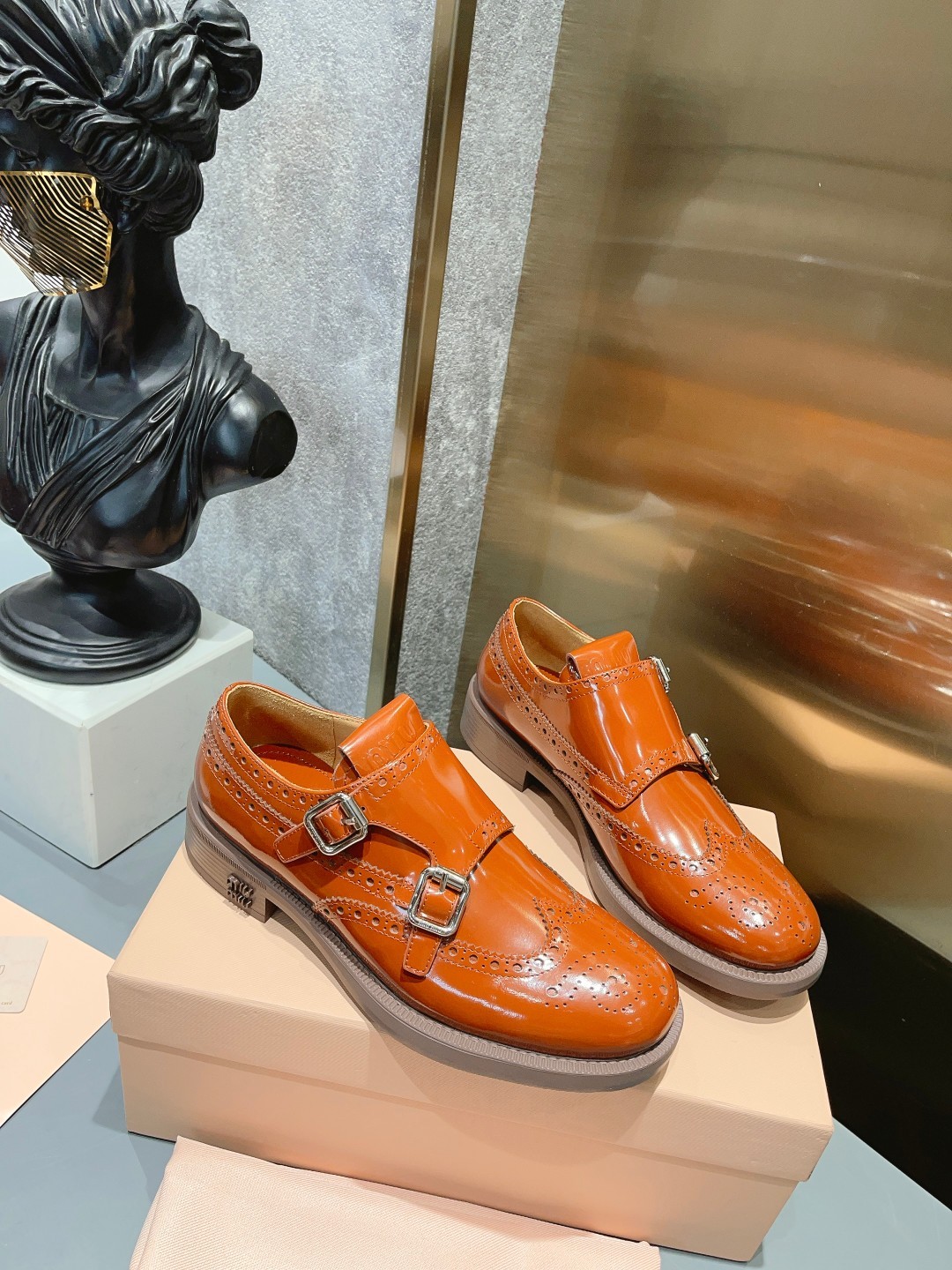 MiuMiu×Churchs 新作 ミュウミュウ シューズ コピー レディース レザー ブラウン-1