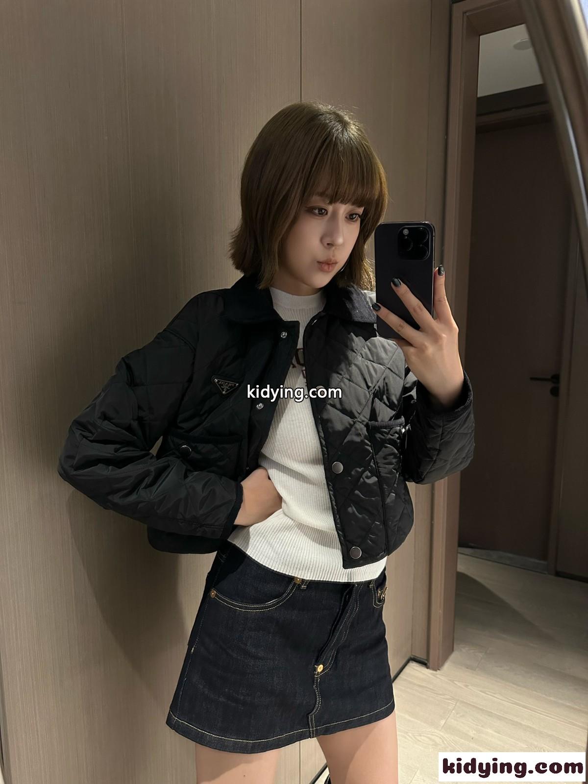 ライトRe-Nylon クロップド ジャケット プラダ ジャケット コピー ブラック-4