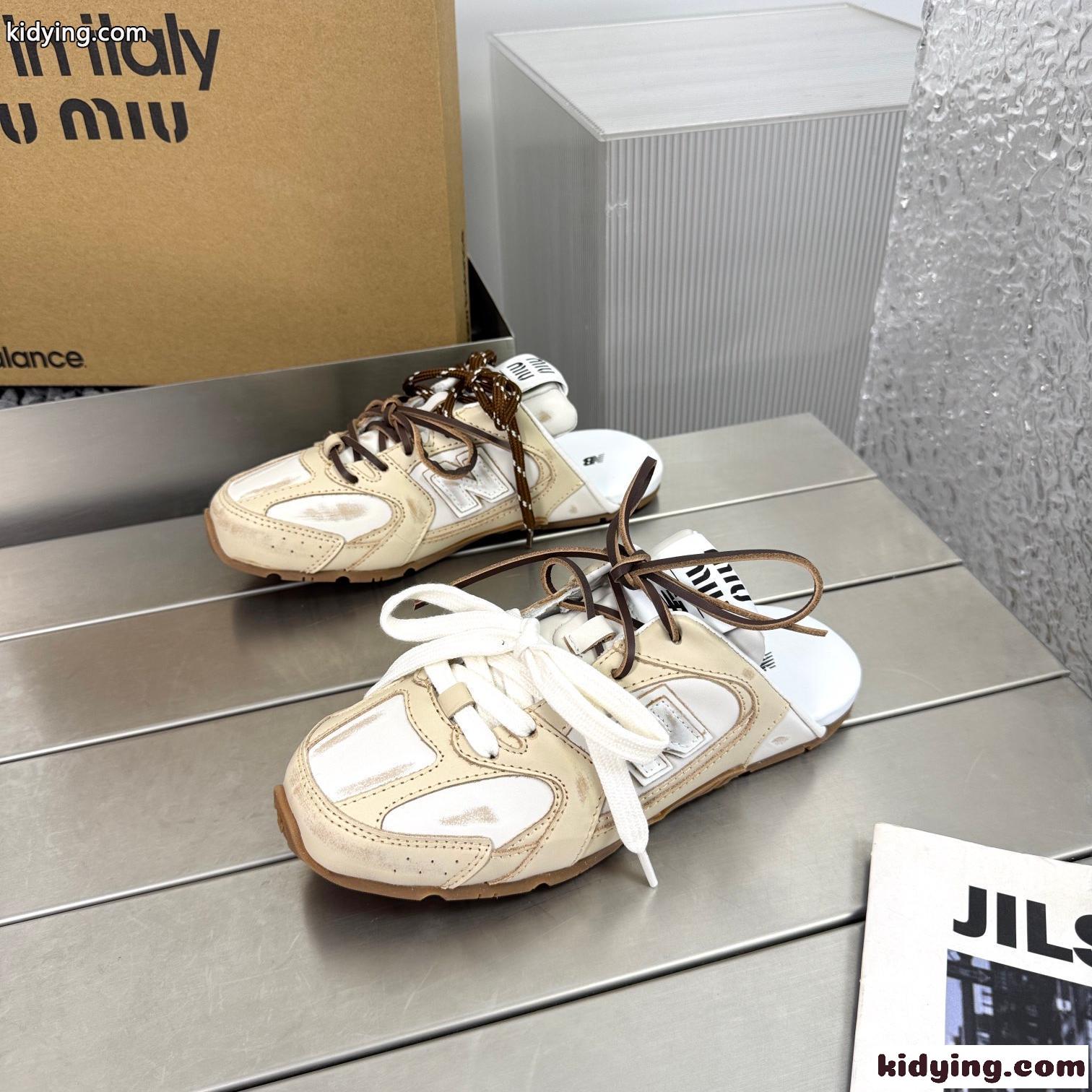 New Balance x Miu Miu 530 SL ミュールスニーカー スーパーコピー ベージュ-0