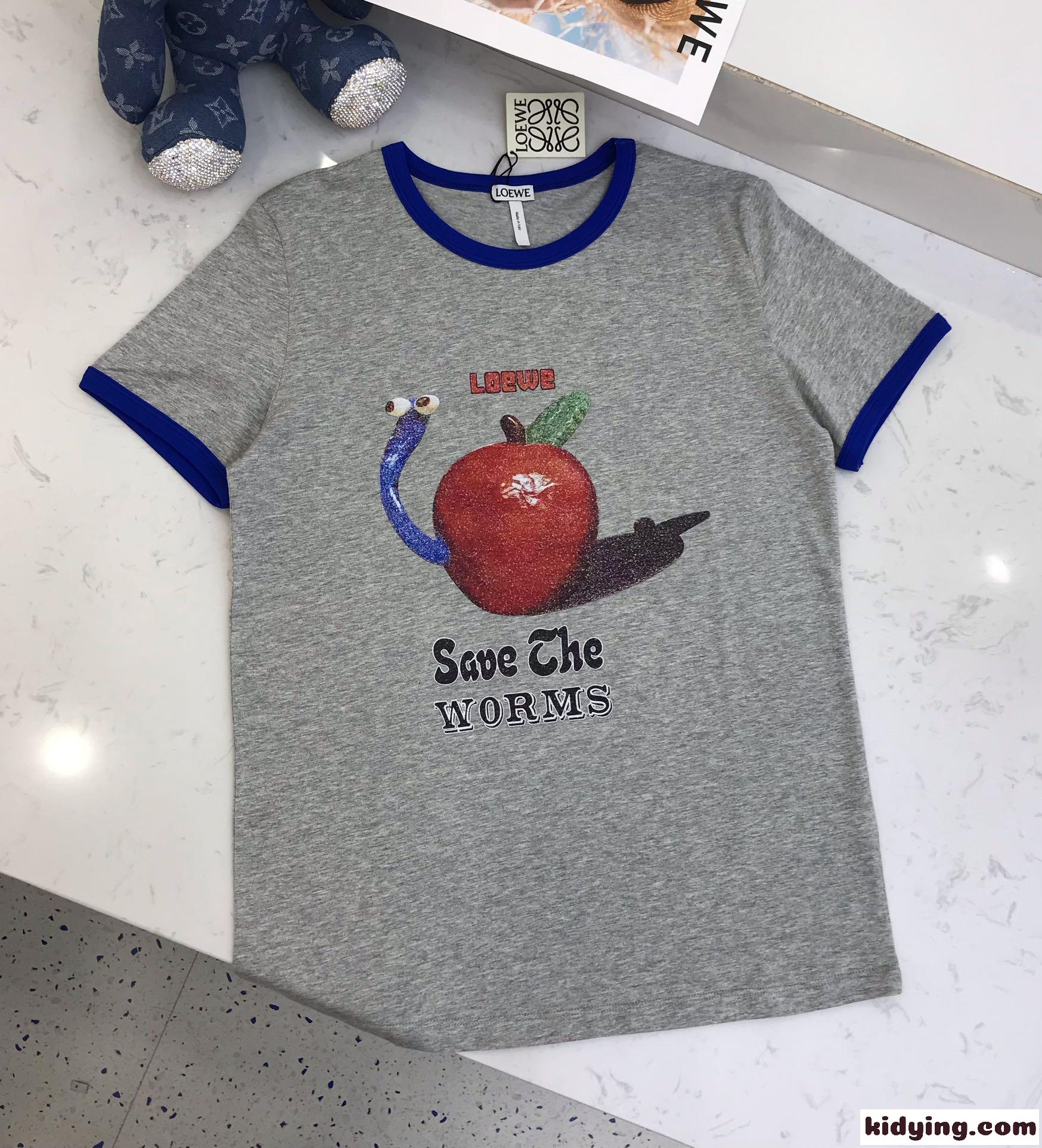 おしゃれ アップルプリント スリム 快適 ロエベ tシャツ コピー 半袖 クルーネック レディース-2
