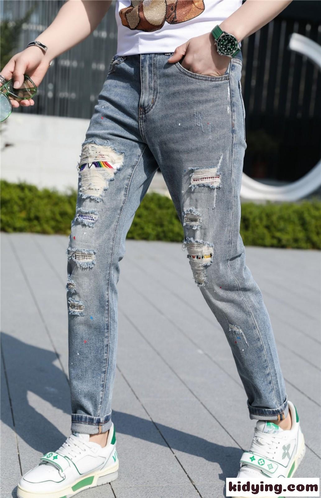 ストリート カジュアル おしゃれ ダメージ バレンシアガ ジーンズ コピー メンズ デニムパンツ 春夏 定番-0