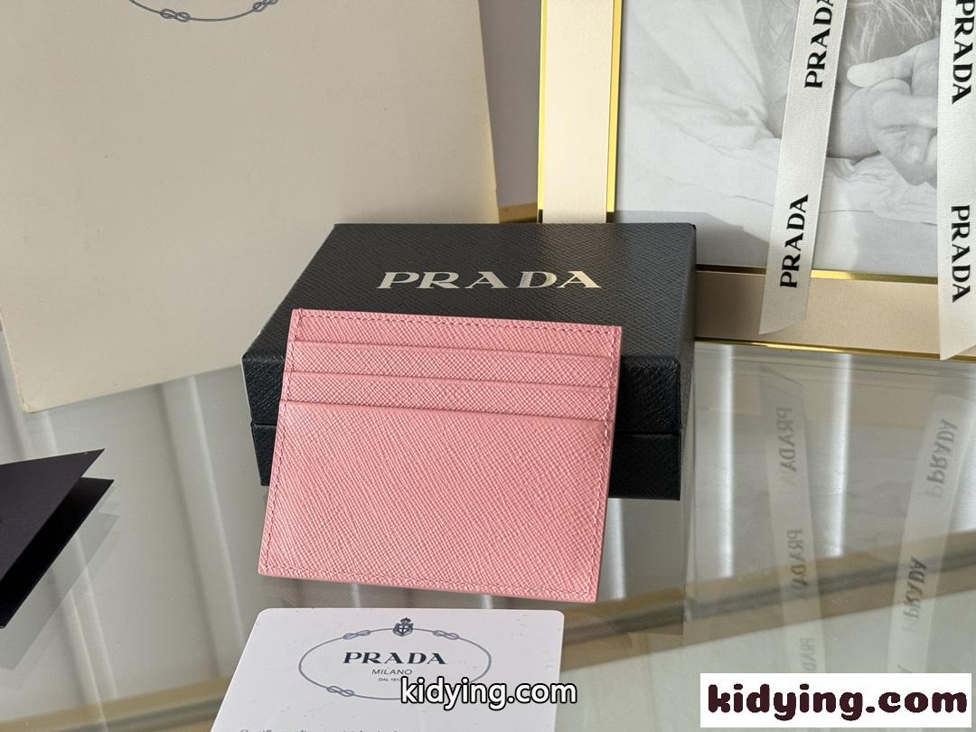 人気 シンプル トライアングルロゴ カードケース プラダ 財布 コピー ピンク-1