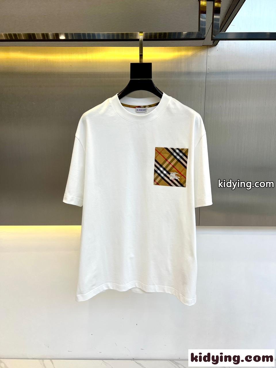 お洒落 コットン 半袖Tシャツ バーバリー Tシャツ コピー クルーネック ホワイト-0