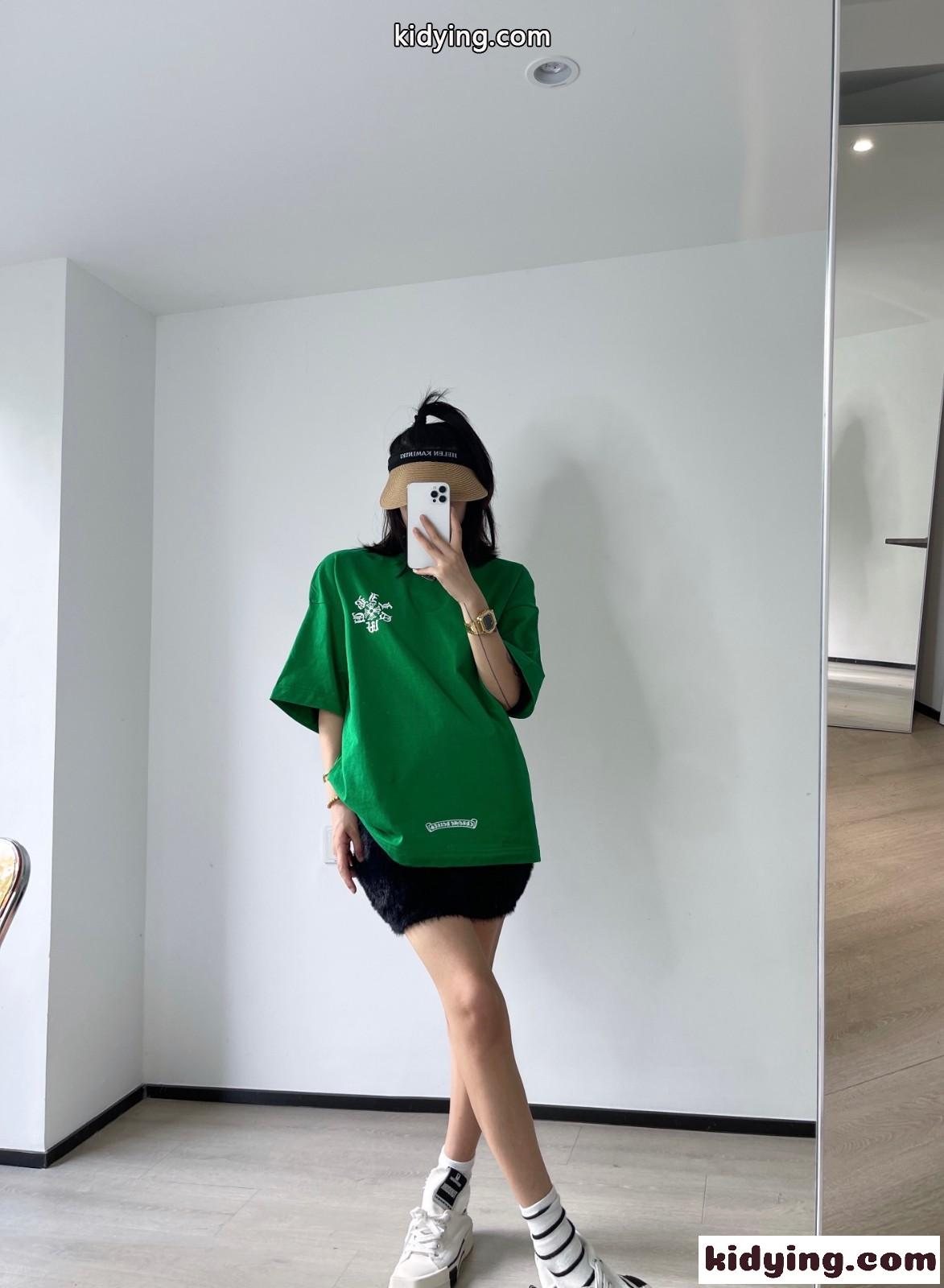 ユニセックス クロムハーツ 半袖Tシャツ コピー カジュアル ストリート系 クルーネック ルーズ 体型カバー-3