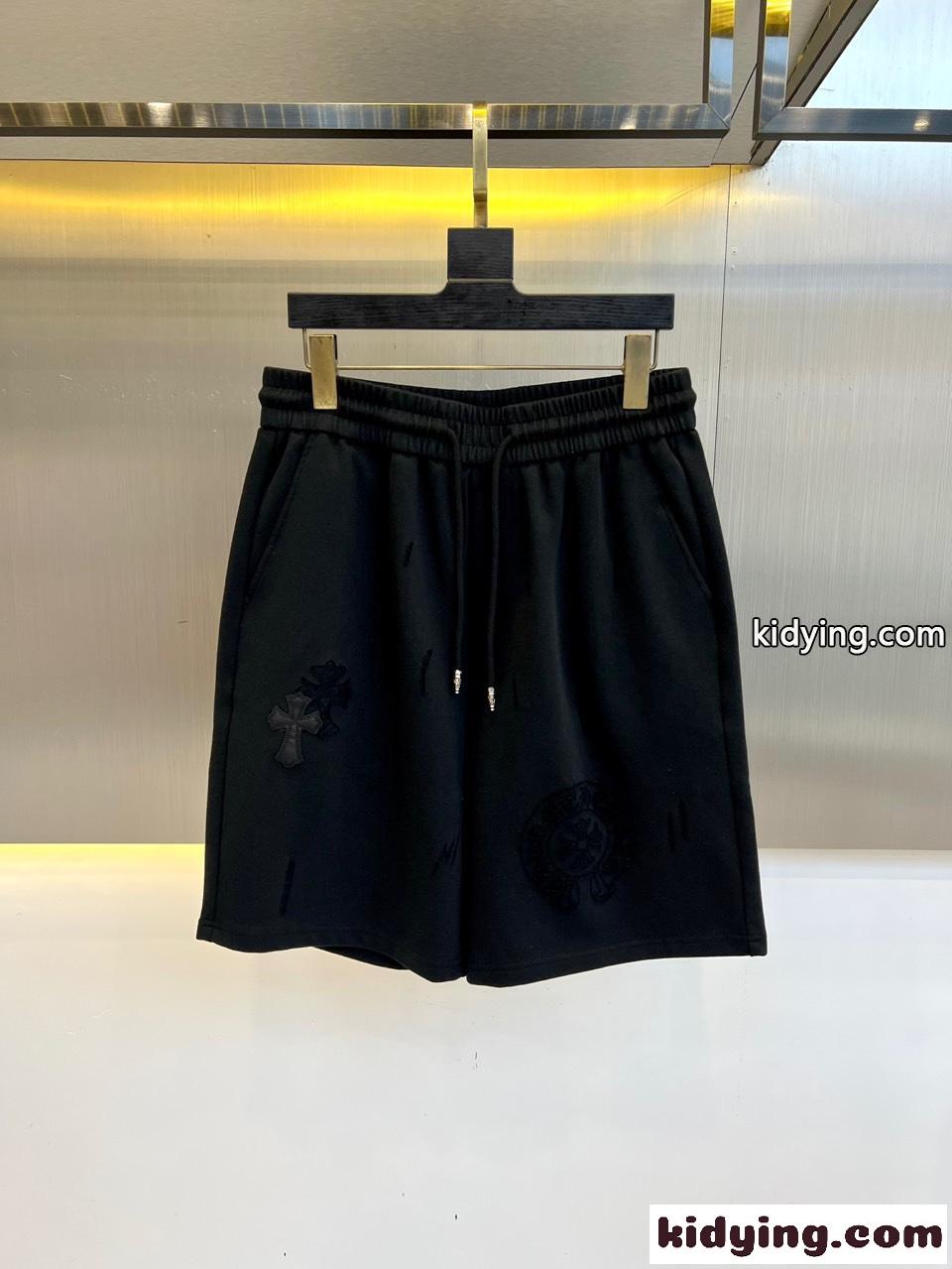 カジュアル 春夏 ショートパンツ クロムハーツ パンツ 偽物 コットン ブラック-0