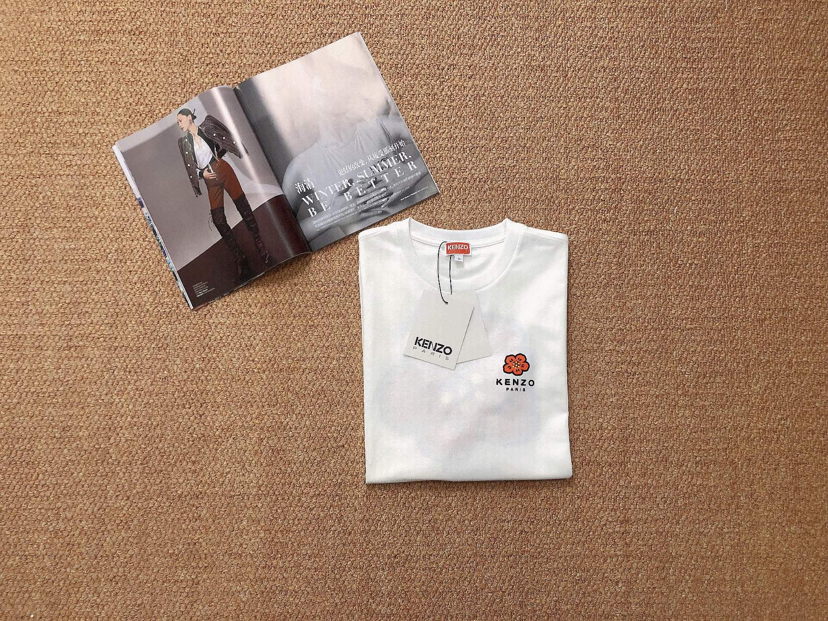 可愛い プリント ロゴ クールネック 着心地いい オシャレ ケンゾー tシャツ レディース コピー ユニセックス コットン-5