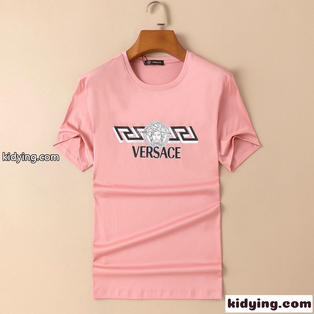 5色あり シンプル 高級感 ロゴ プリント クルーネック 定番 ヴェルサーチェ 半袖Tシャツ コピー 柔らかい 快適 トップス-2