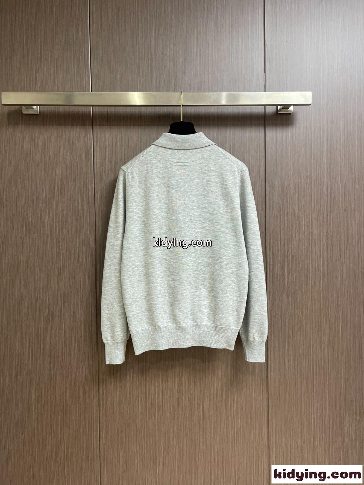 シンプル 上品 ニット ポロシャツ エルメネジルド・ゼニア Tシャツ コピー グレー-1