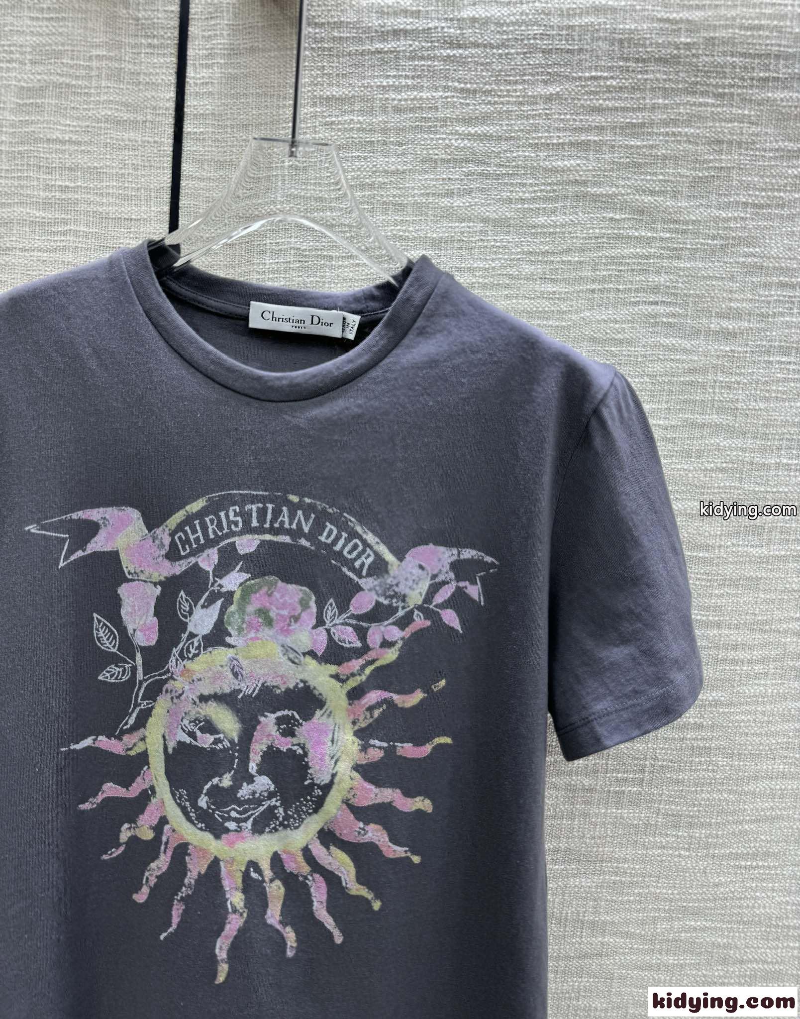 人気 コットン 半袖Tシャツ クリスチャン・ディオール Tシャツ コピー グレー-0