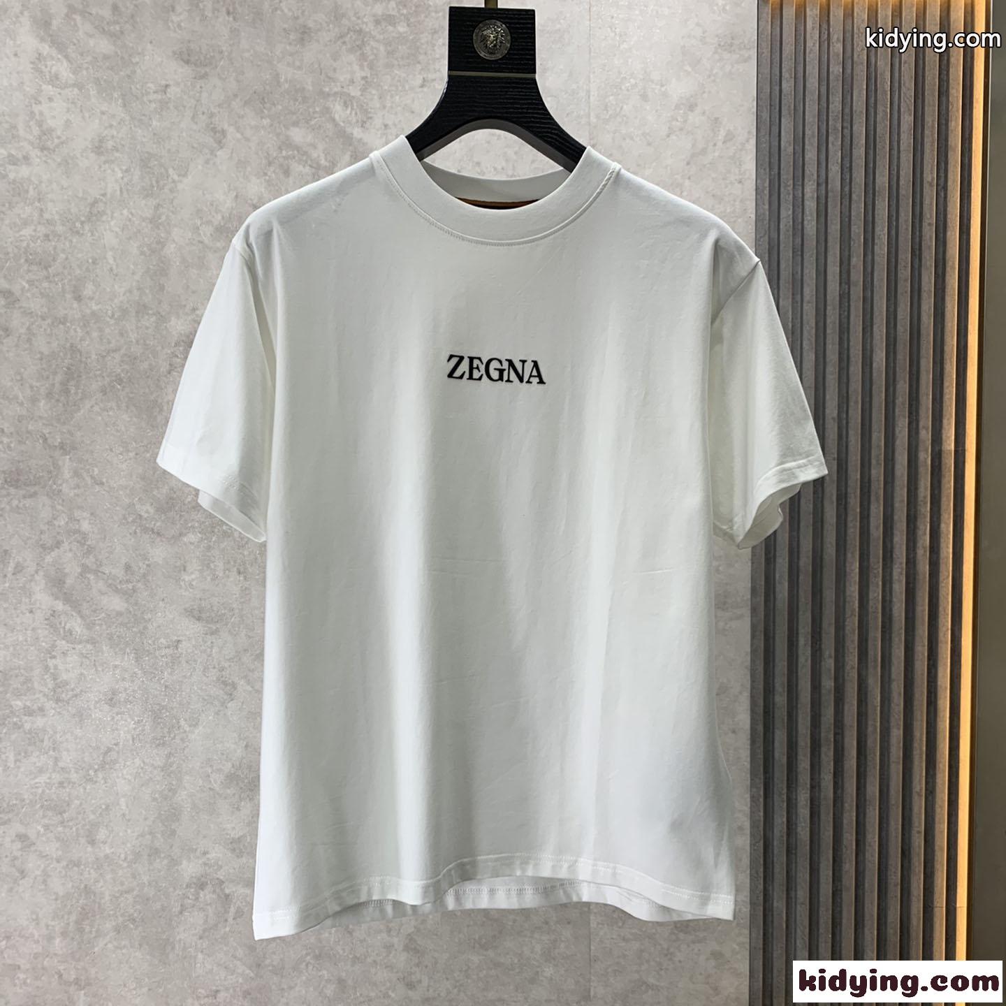 ベーシック シンプル ロゴ クルーネック 半袖Tシャツ エルメネジルド・ゼニア Tシャツ コピー ホワイト-0