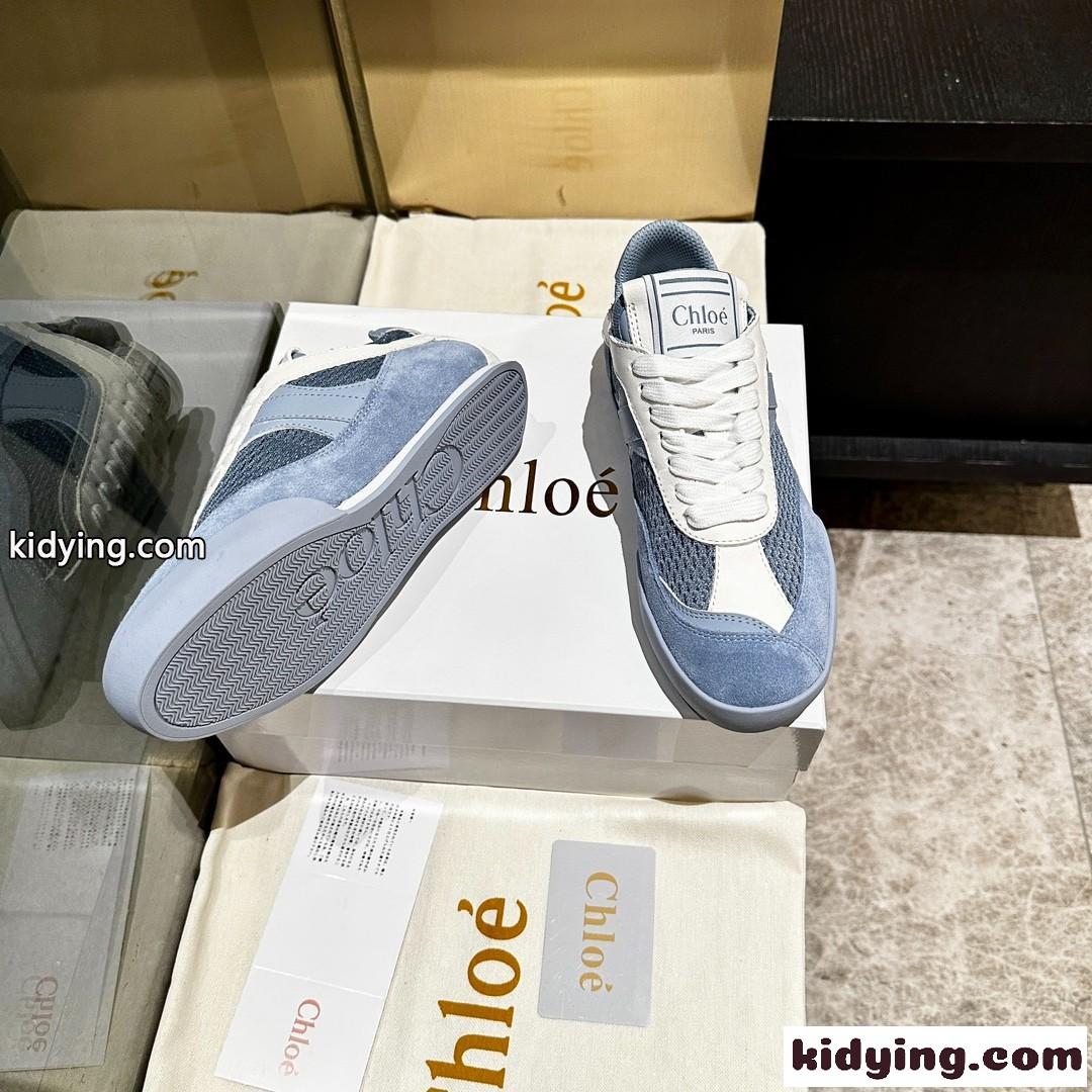 クロエ スニーカー スーパーコピー メッシュ&レザー CHLOÉ KICK スニーカー ライトブルー-1