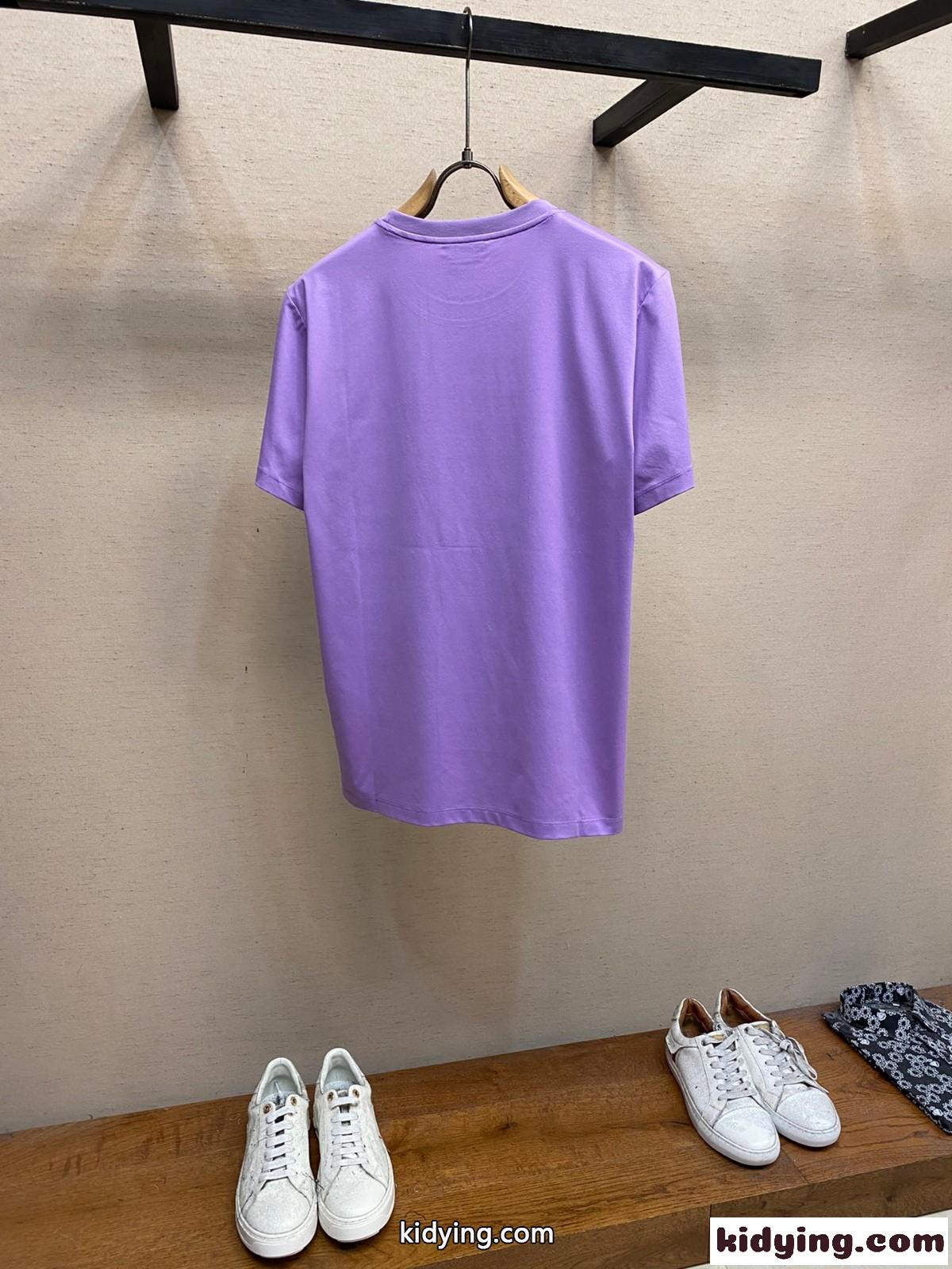 ラインストーン メドゥーサ カルトゥーシュ 半袖Tシャツ ヴェルサーチェ Tシャツ スーパーコピー パープル-1