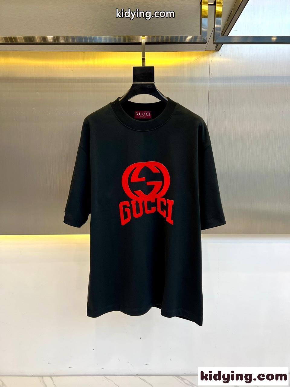 リラックス 半袖Tシャツ グッチ Tシャツ コピー ロゴプリント ブラック-0