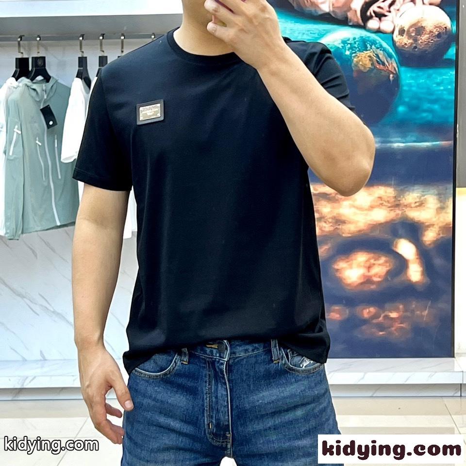 ベーシック メンズTシャツ コットン ロゴプレート ドルチェ&ガッバーナ Tシャツ コピー ブラック-1