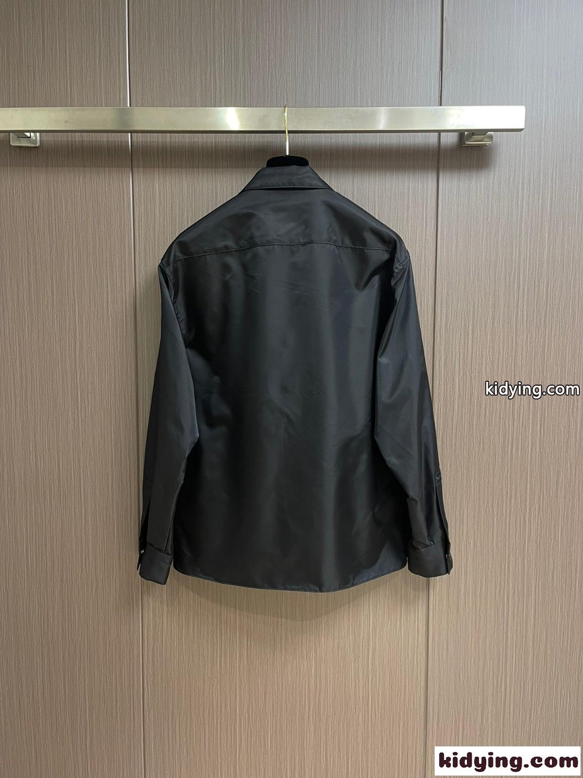 24SS カジュアル 長袖 Re-Nylon シャツ プラダ シャツ コピー ブラック-0