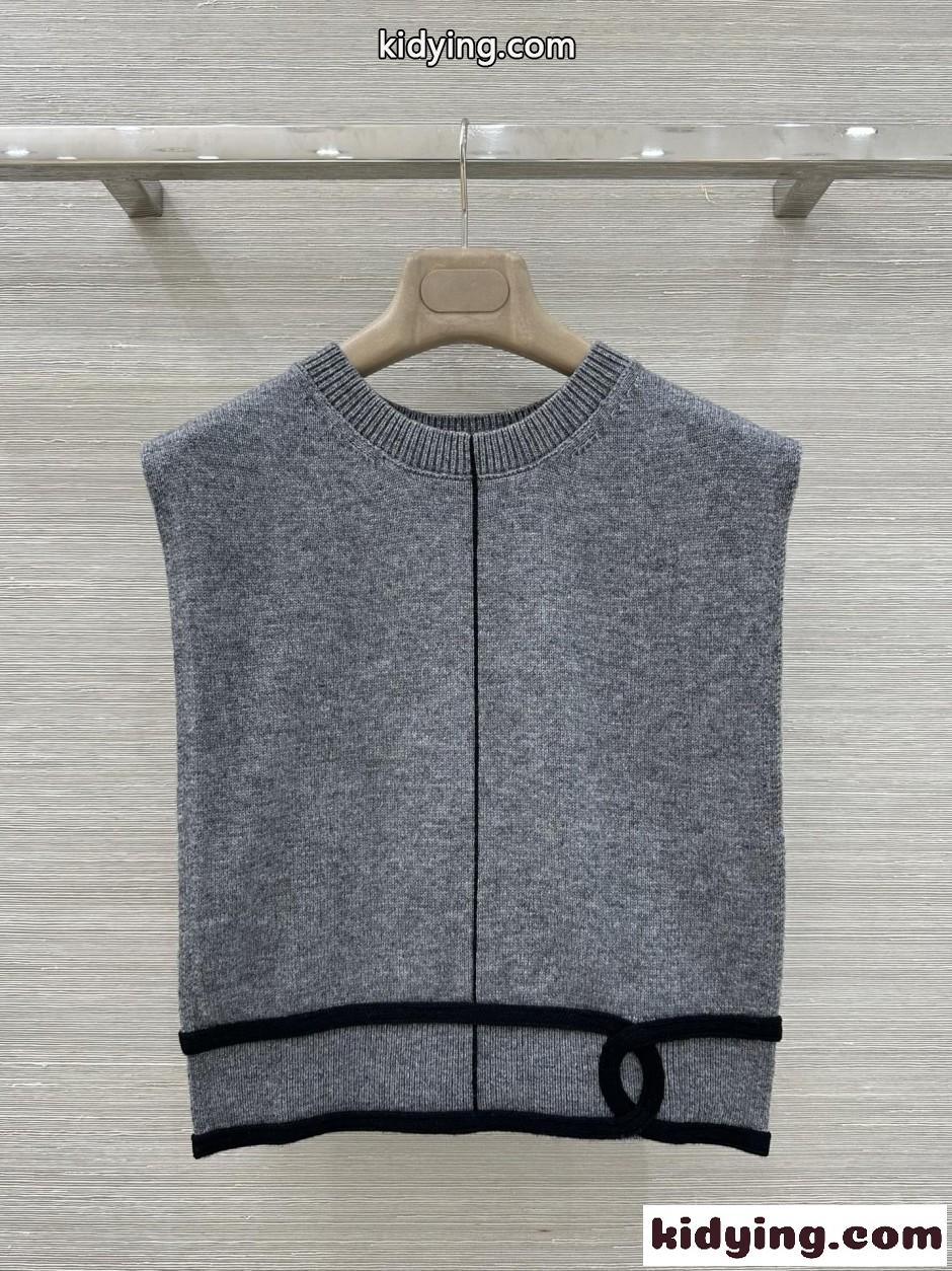 シャネル ニット コピー 合わせやすい ベスト風 カシミアウォーマー グレー-0