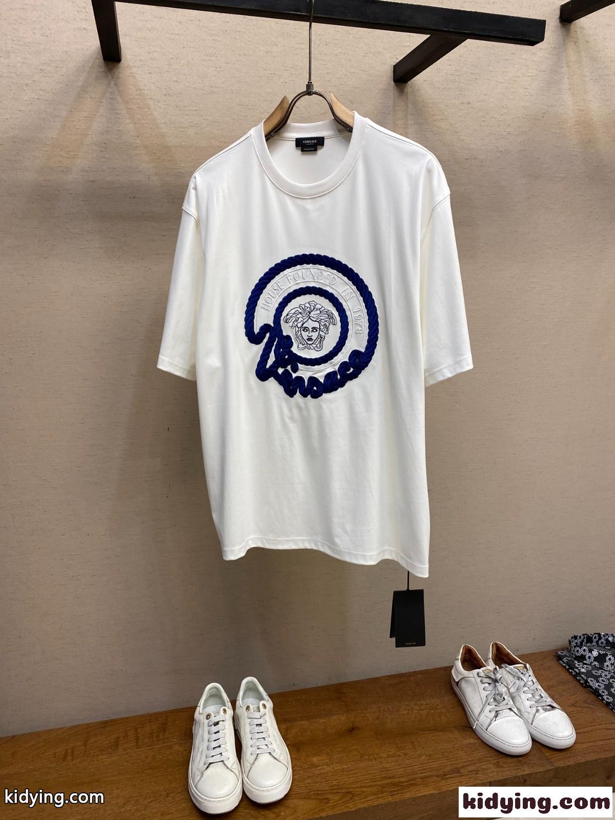 リラックス コットン クルーネック 半袖Tシャツ ヴェルサーチェ Tシャツ コピー ホワイト-2