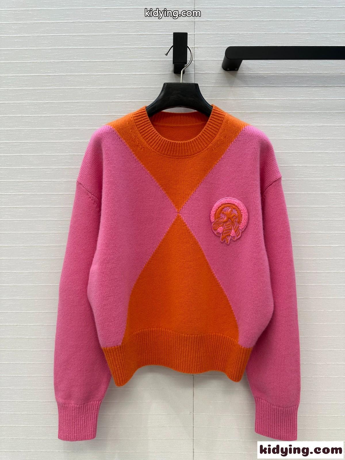 目を引く バイカラー カシミヤ トップス エルメス セーター コピー 合わせやすい-0
