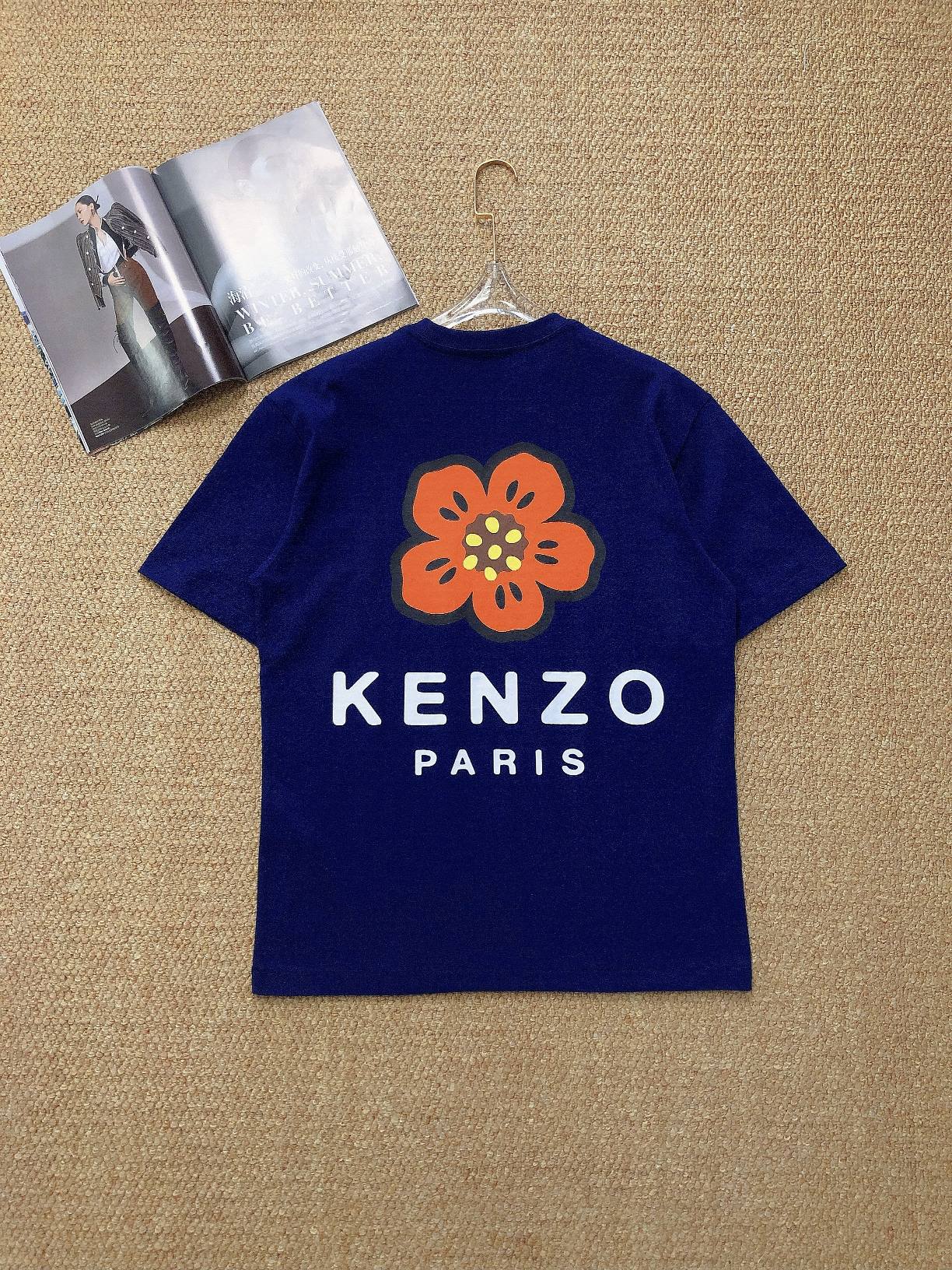 可愛い プリント ロゴ クールネック 着心地いい オシャレ ケンゾー tシャツ レディース コピー ユニセックス コットン-1