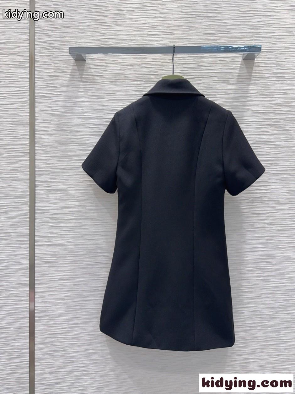 上品 ダブルG ボタン付き 半袖 ミニドレス グッチ ワンピース コピー ブラック-4