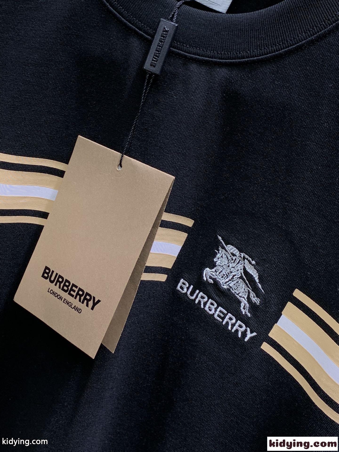 おしゃれ ストライプ コットンTシャツ バーバリー Tシャツ コピー 半袖 トップス ブラック-2