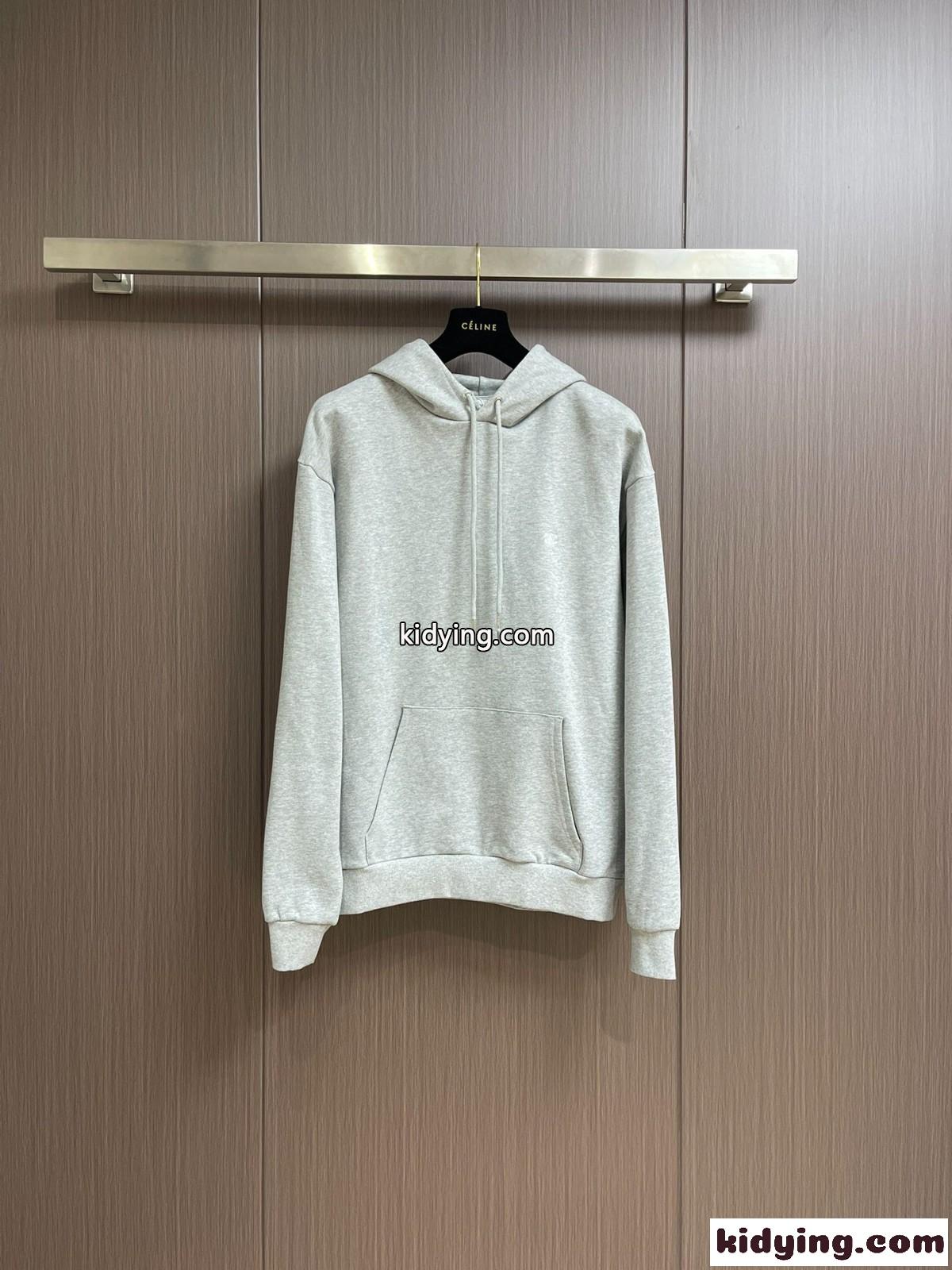トリオンフ刺繍 セリーヌ パーカー コピー コットン フーディー グレー-0