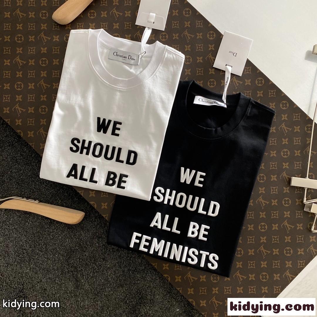 定番 ベーシック 英字刺繍 ゆったり クリスチャン・ディオール 半袖tシャツ コピー ラウンドネック ホワイト ブラック-4