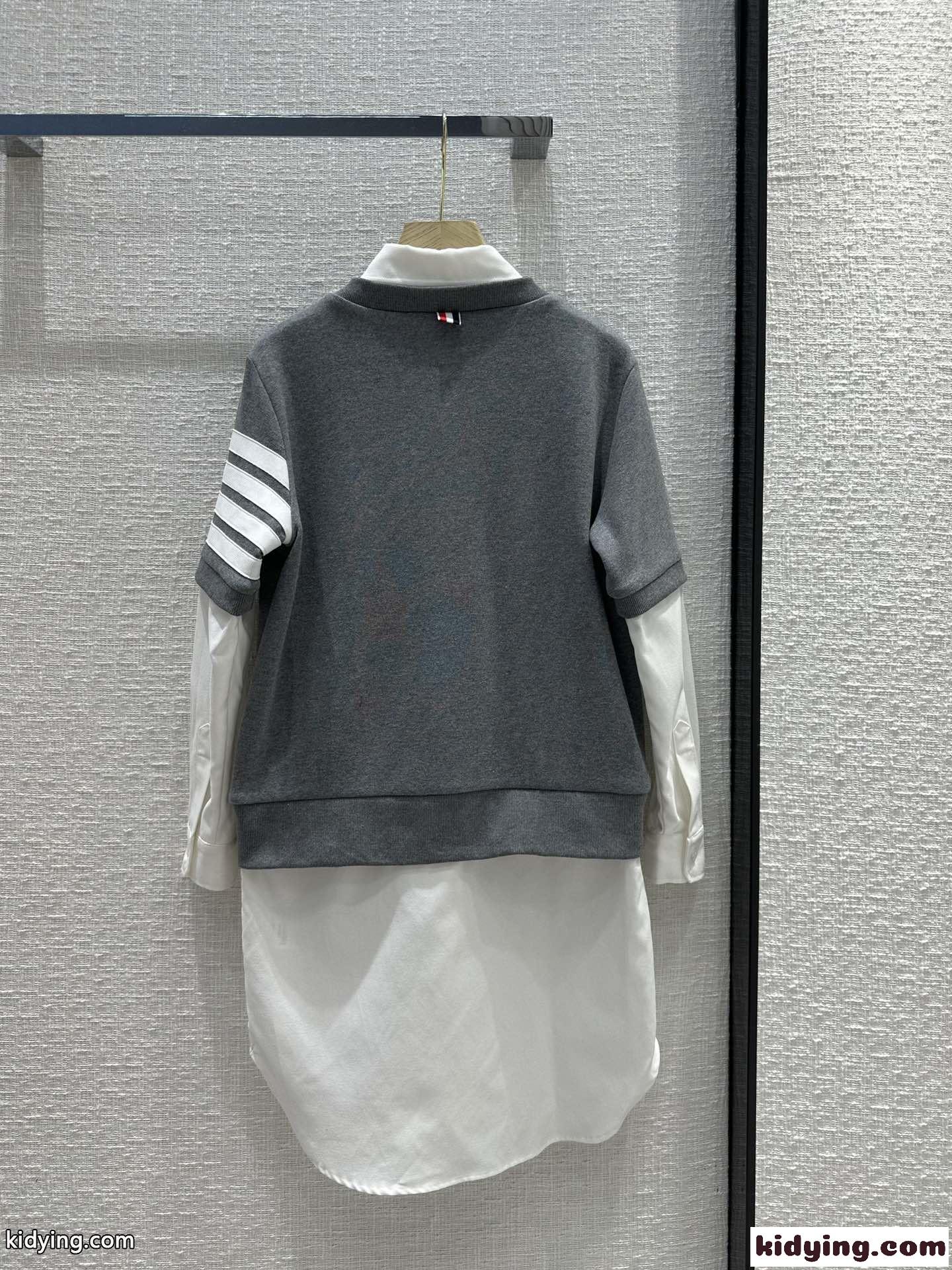 4BAR Vネック Tシャツ＆シャツドレス トムブラウン ワンピース コピー グレー-4