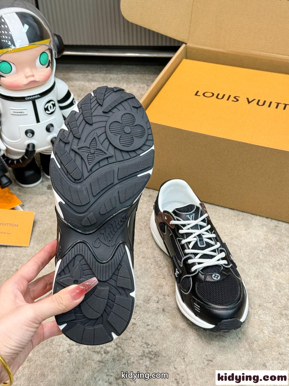 おしゃれ カジュアル LV オリンピア スニーカー ルイ・ヴィトン スニーカー スーパーコピー ブラック-1