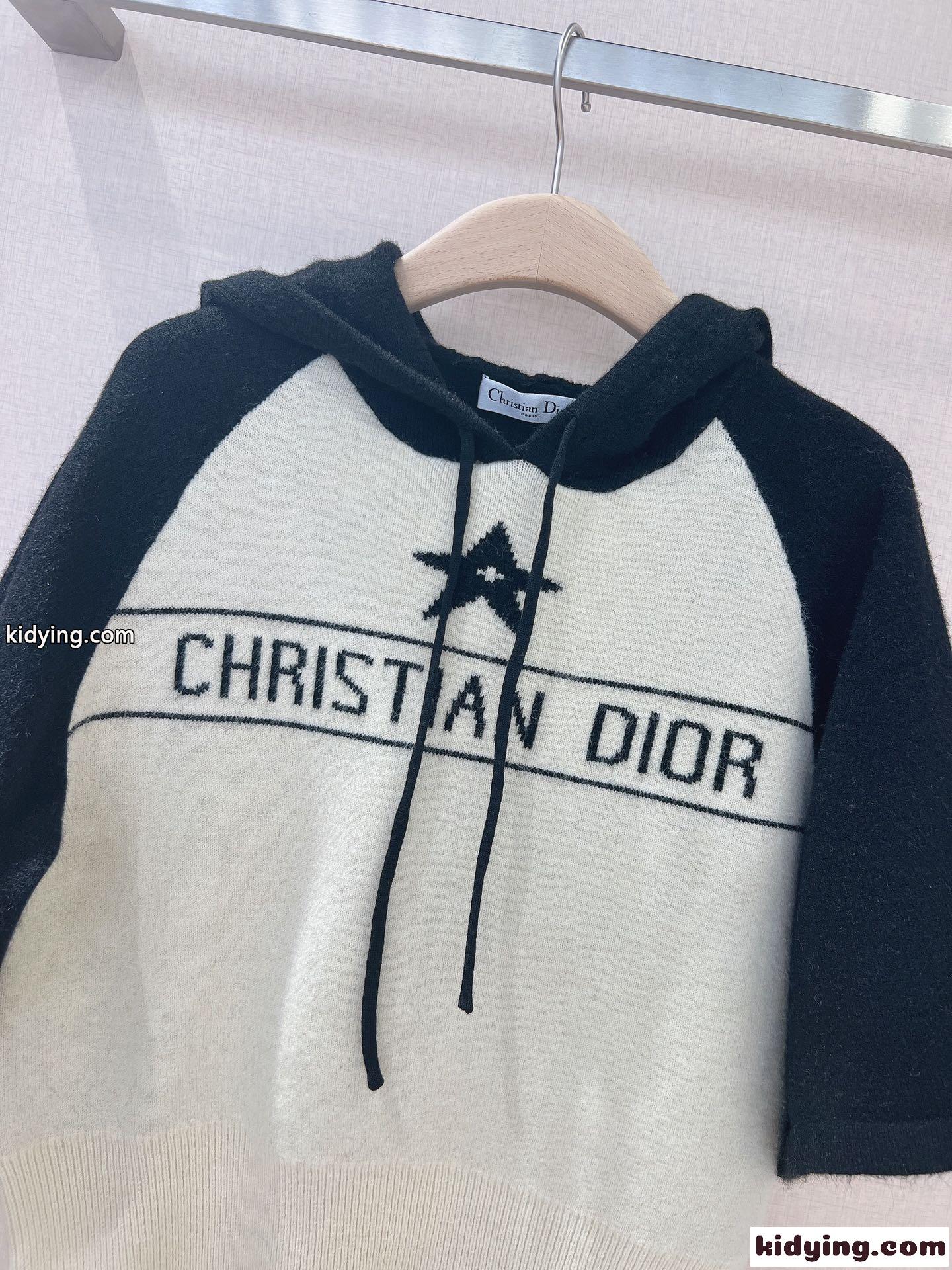 大人 かわいい ゆったり フード付き ロゴ 七分袖 クリスチャン・ディオール セーター コピー-4