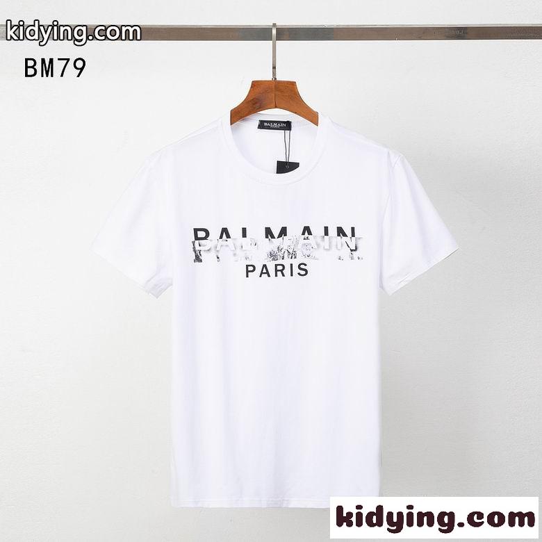 人気 ベーシック クルーネック 定番 合わせやすい バルマン Tシャツ コピー 半袖 ロゴプリント-2