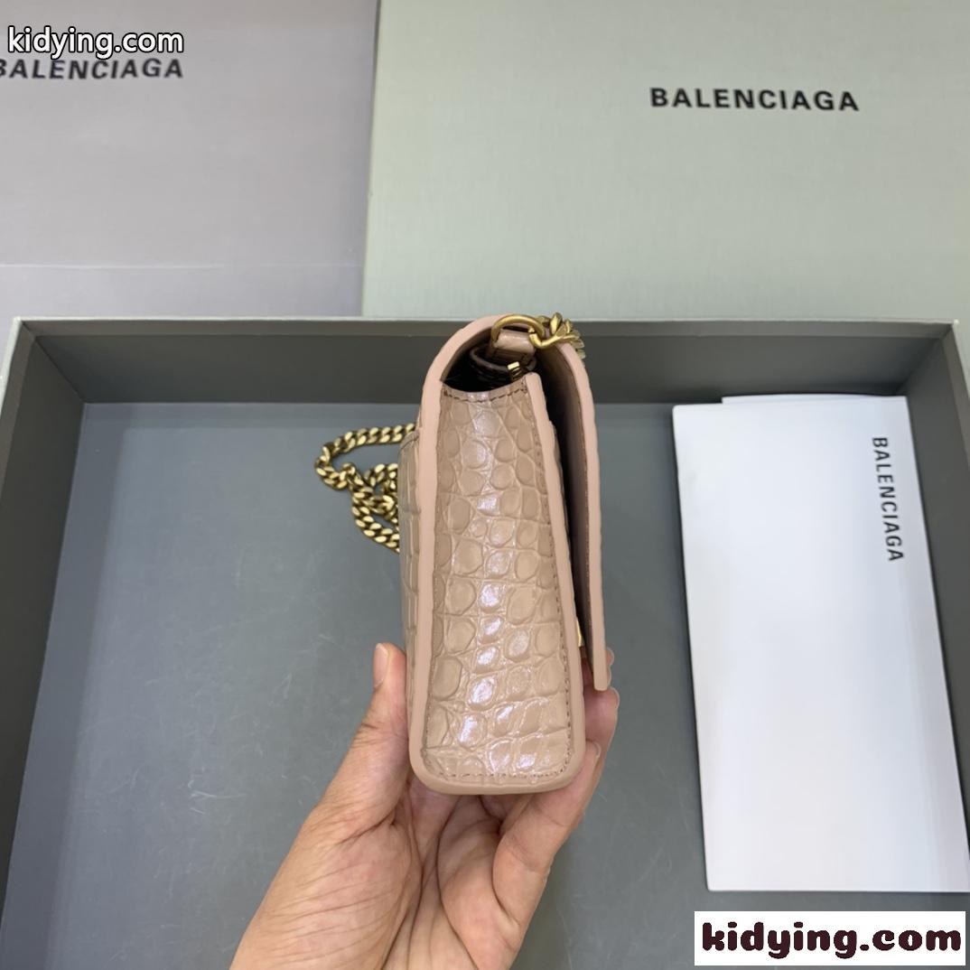 高級感 クロコダイル型押し バレンシアガ バック コピー 可愛い コンパクト チェーン ウォレット-0