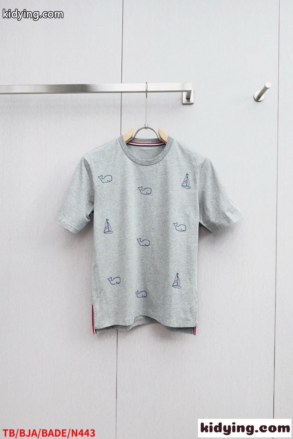 遊び心満載 クジラ ヨット 半袖Tシャツ トムブラウン Tシャツ コピー グレー-0