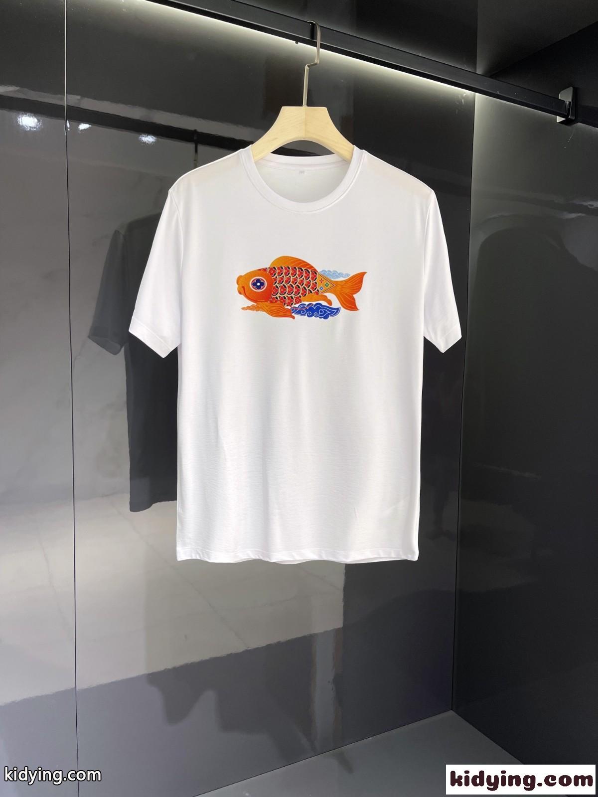 快適 通気 夏 トップス 半袖 ルイ・ヴィトン Tシャツ コピー 柔らかい シンプル クルーネック おしゃれ ホワイト ブラック-1