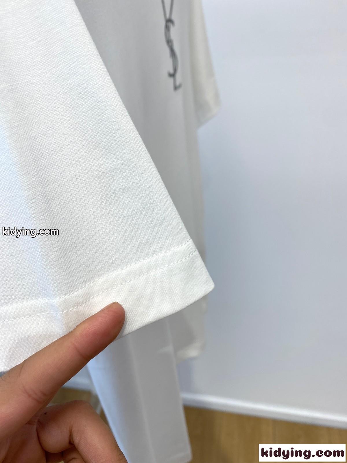 シンプル 合わせやすい クルーネック イヴ・サンローラン Tシャツ コピー 半袖 ホワイト-3