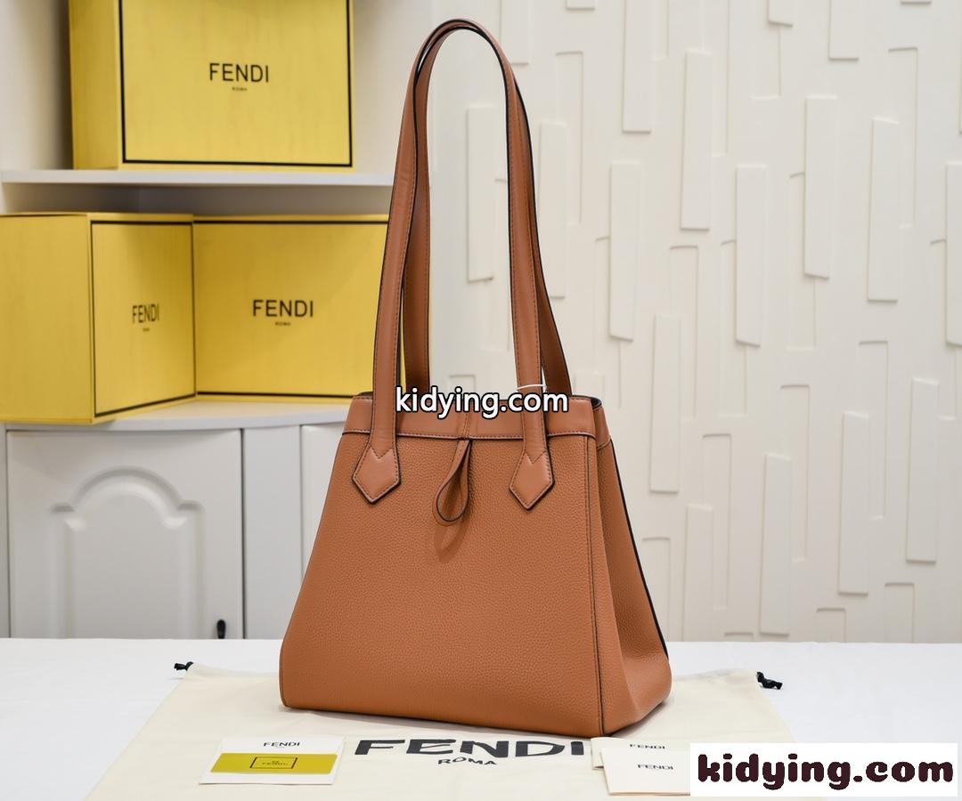 フェンディ バッグ コピー Fendi Origami ミディアム 変形バッグ ブラウンレザー-1
