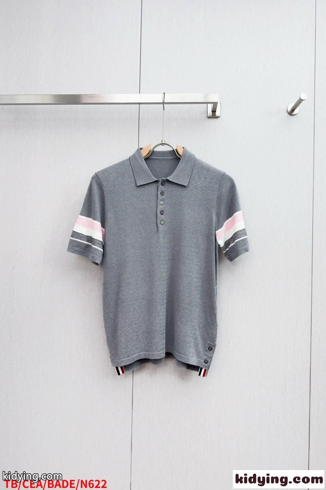 洗練された ニット ポロシャツ トムブラウン Tシャツ 偽物 半袖トップス-1