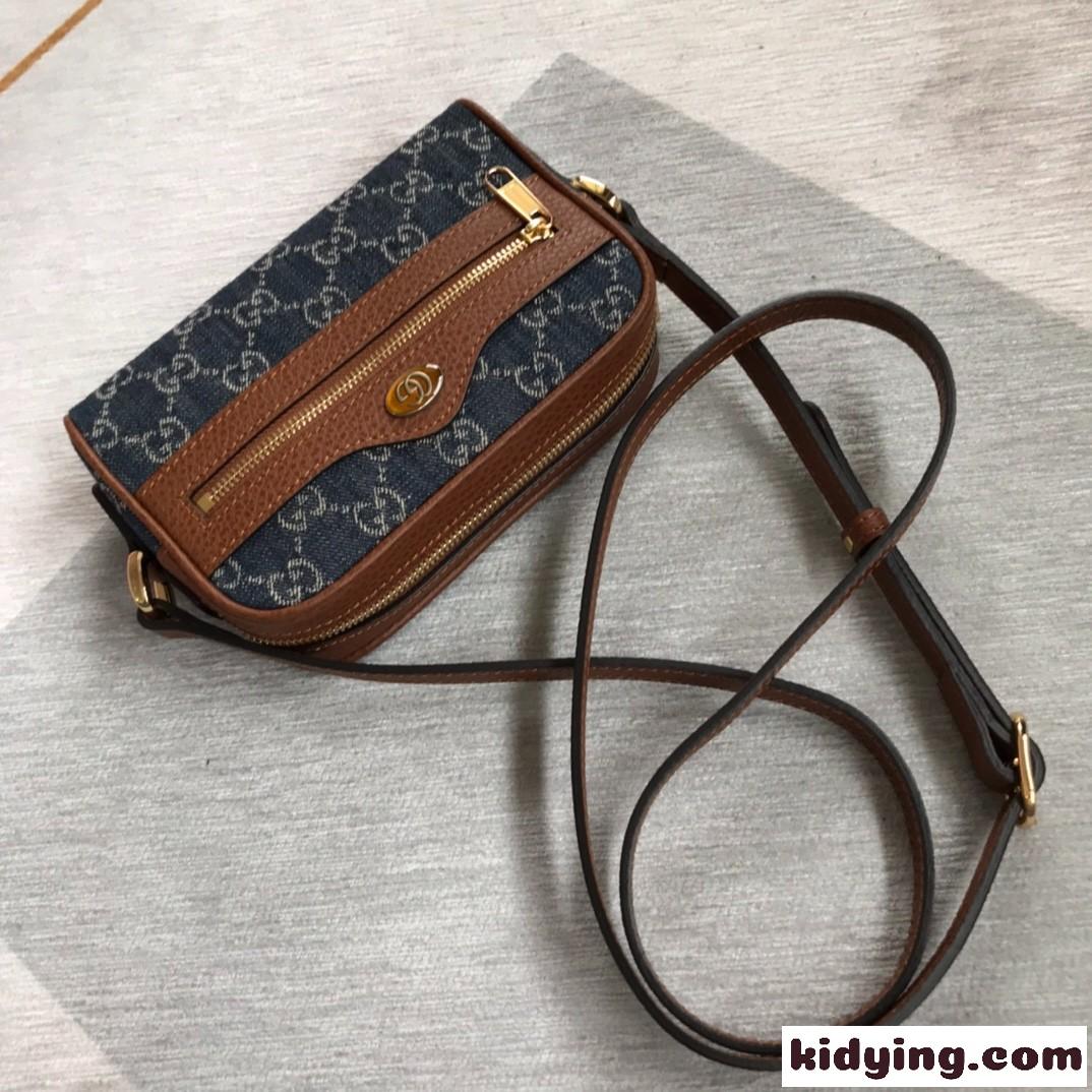 定番 おしゃれ カジュアル 斜め掛け ショルダーバッグ GGシグネチャー グッチ バッグ 人気 コピー レディース デニム-0