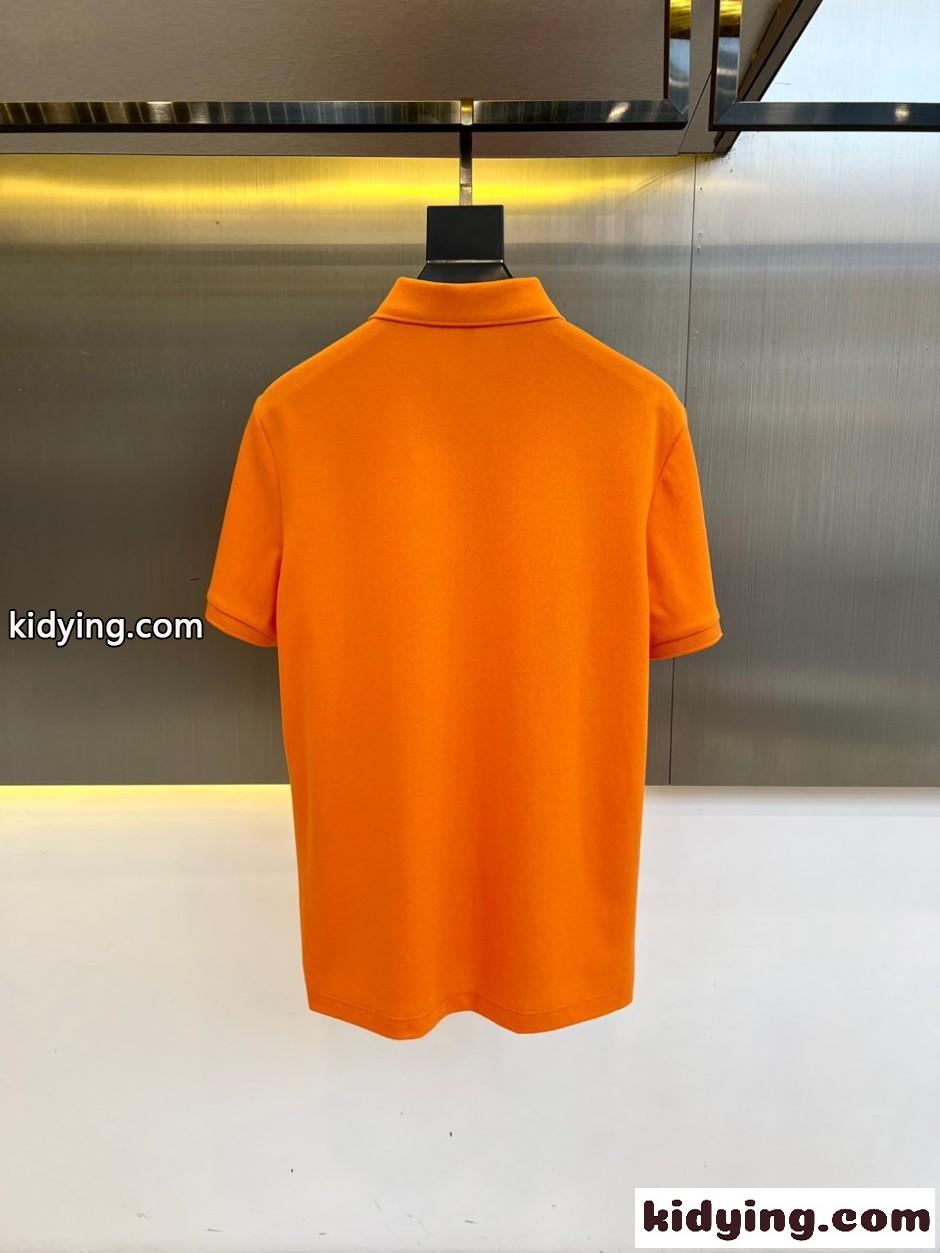 シンプル コットンピケ 半袖 ポロシャツ サルヴァトーレ・フェラガモ Tシャツ 偽物 オレンジ-3