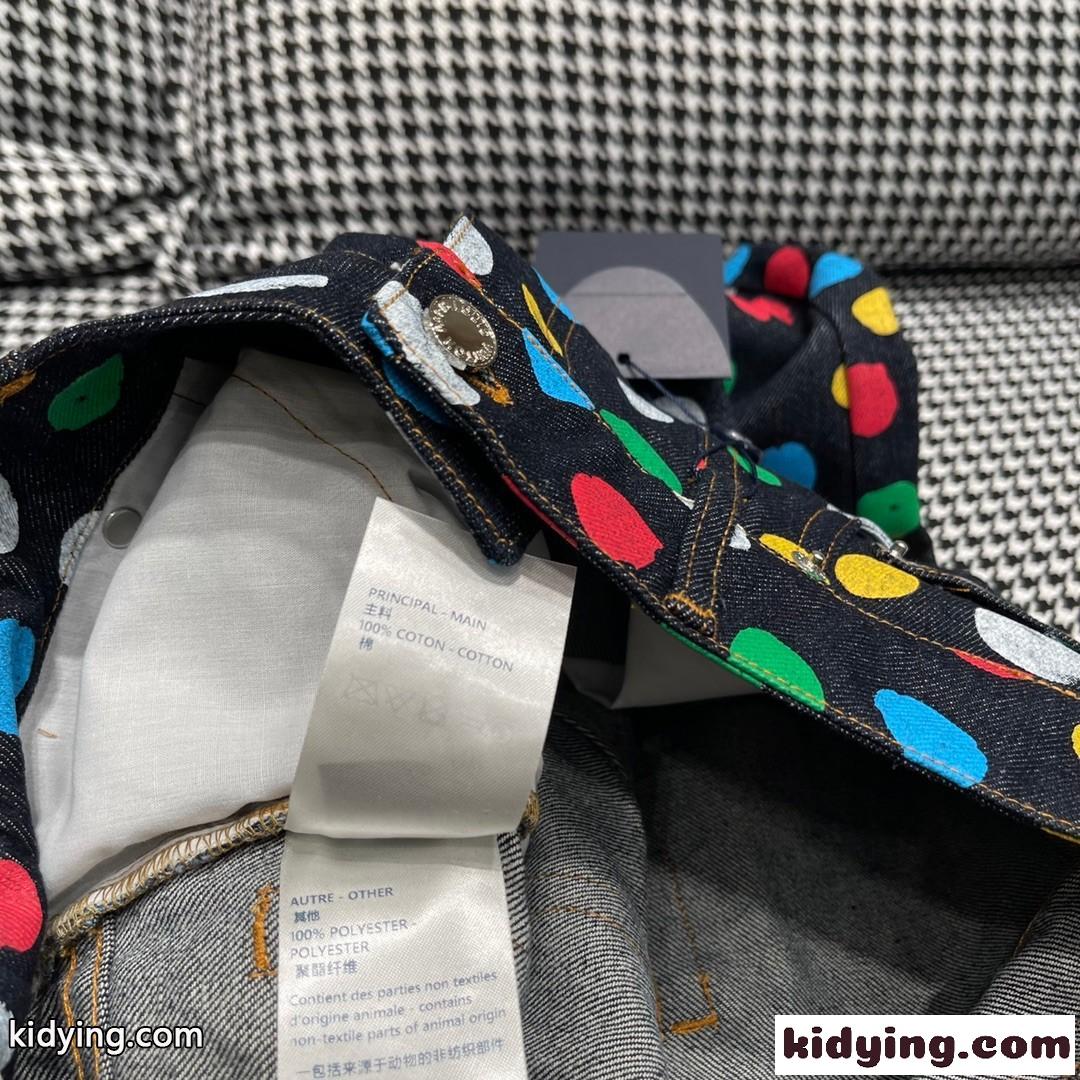 LV × YK ペインティッド ドット デニムショーツ ルイヴィトン ジーンズ コピー レディース-3