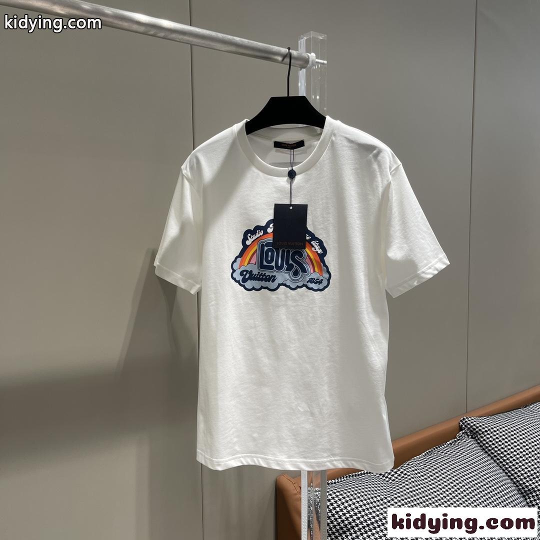 人気 新作 ロゴプリントユニセックス 半袖Tシャツ ルイヴィトン Tシャツ コピー-2