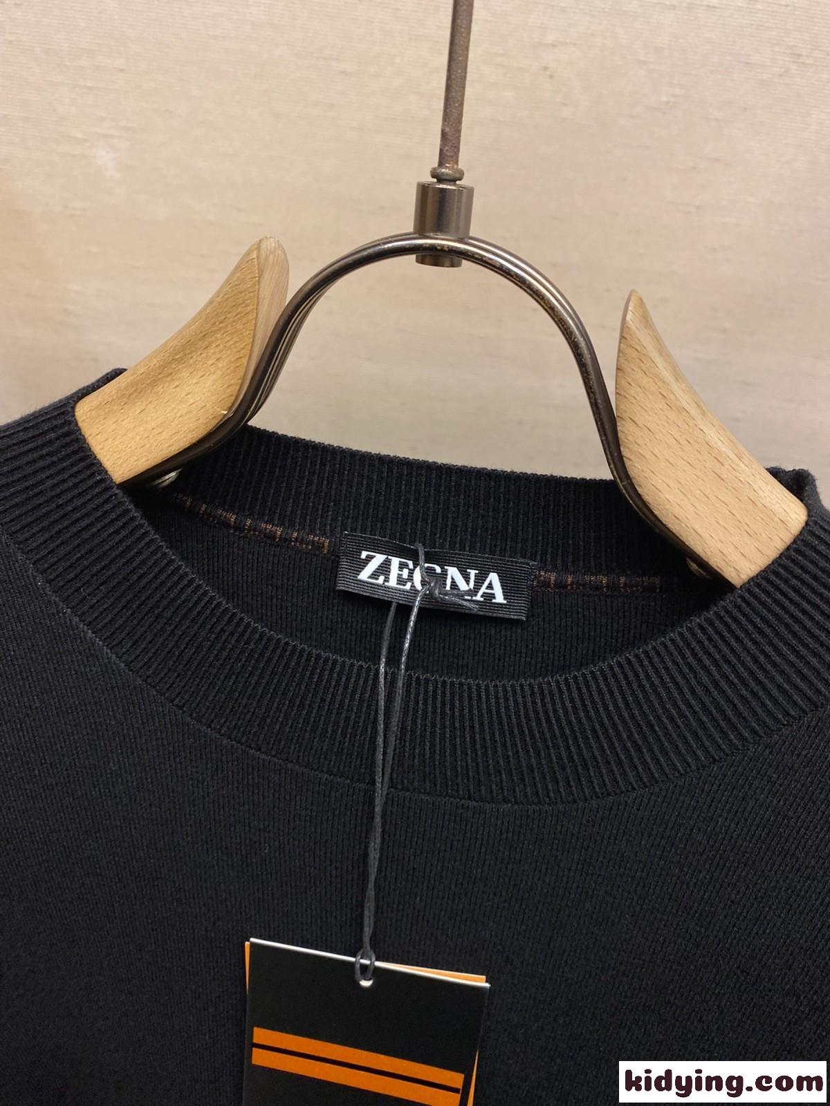 シンプル 上品 シルク&ウール カットソー エルメネジルド・ゼニア ニット 偽物 ブラック-2