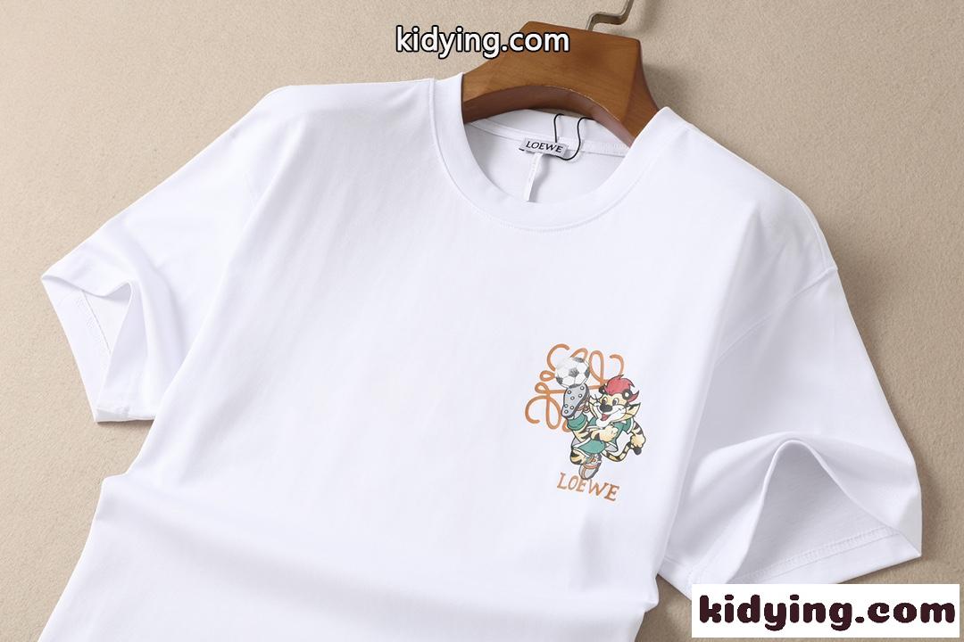 目を引く プリント 定番 ロエベ tシャツ コピー メンズ 半袖 春夏 トップス カジュアル おしゃれ クルーネック ホワイト ブラック-4