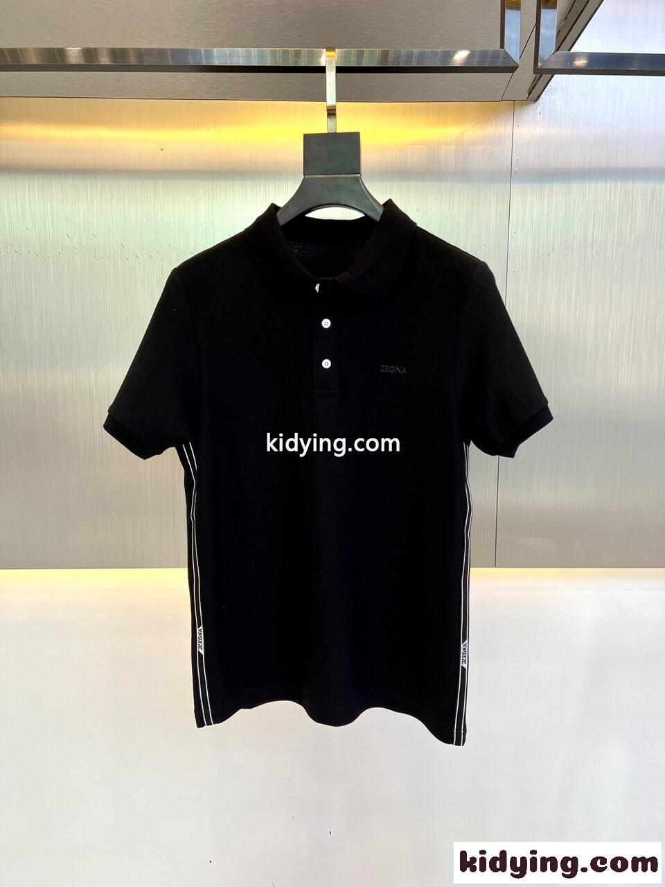 カジュアル ロゴ エルメネジルド・ゼニア Tシャツ コピー メンズ 半袖 ポロシャツ ブラック-0