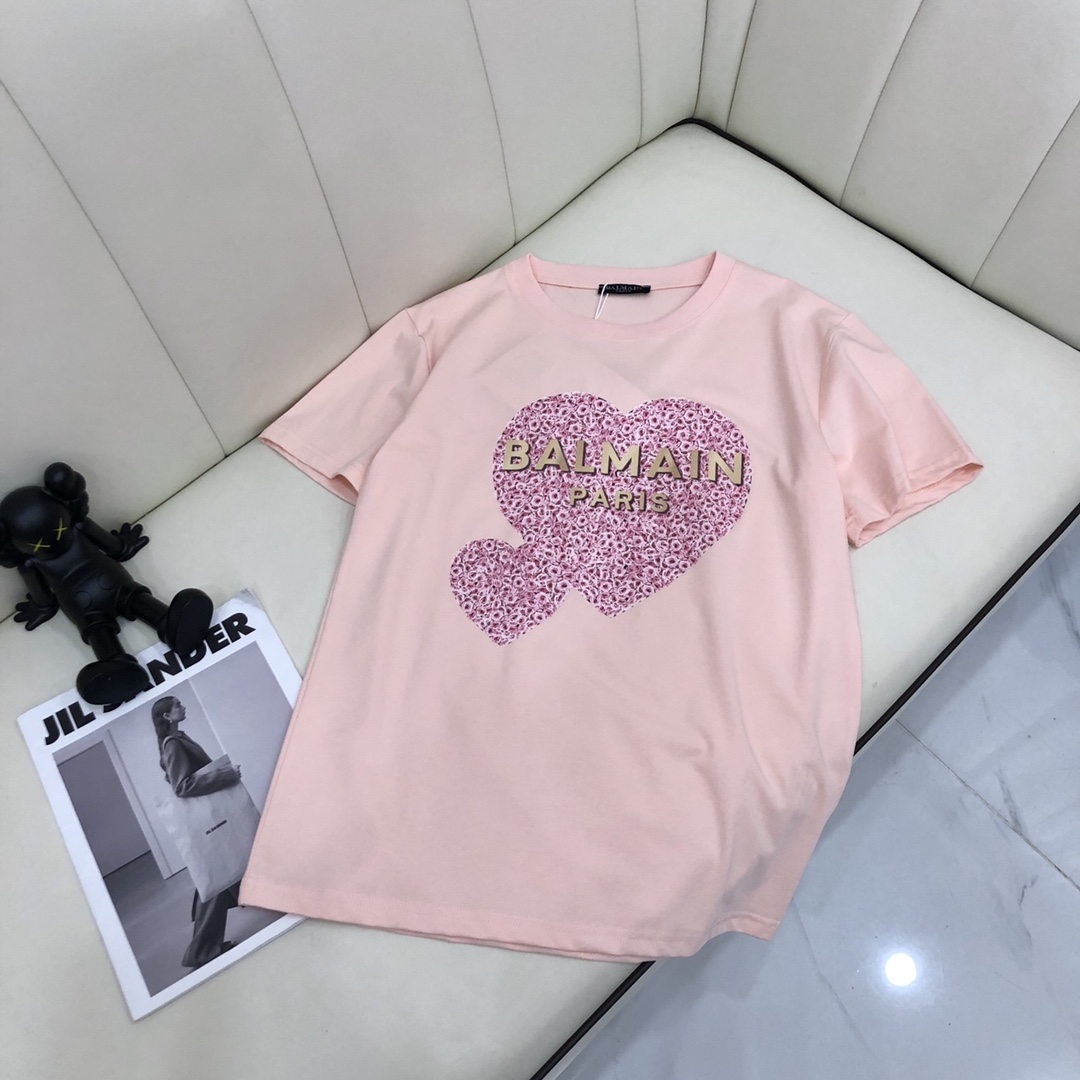 可愛い プリント 4色あり クルーネック 柔らかい 快適 バルマン 半袖Tシャツ コピー カジュアル おしゃれ-2